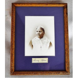 Lucy Stone: Original Signature, framed with a photograph (American Woman Abolitionist, Orator, Suffragist)